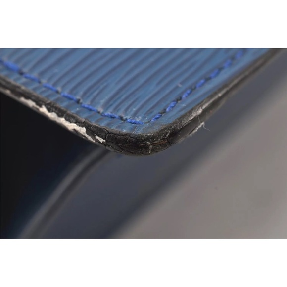 Authentic Louis Vuitton Epi Sac Triangle Hand Bag Blue M52095 LV 4183K - Picture 9 of 16